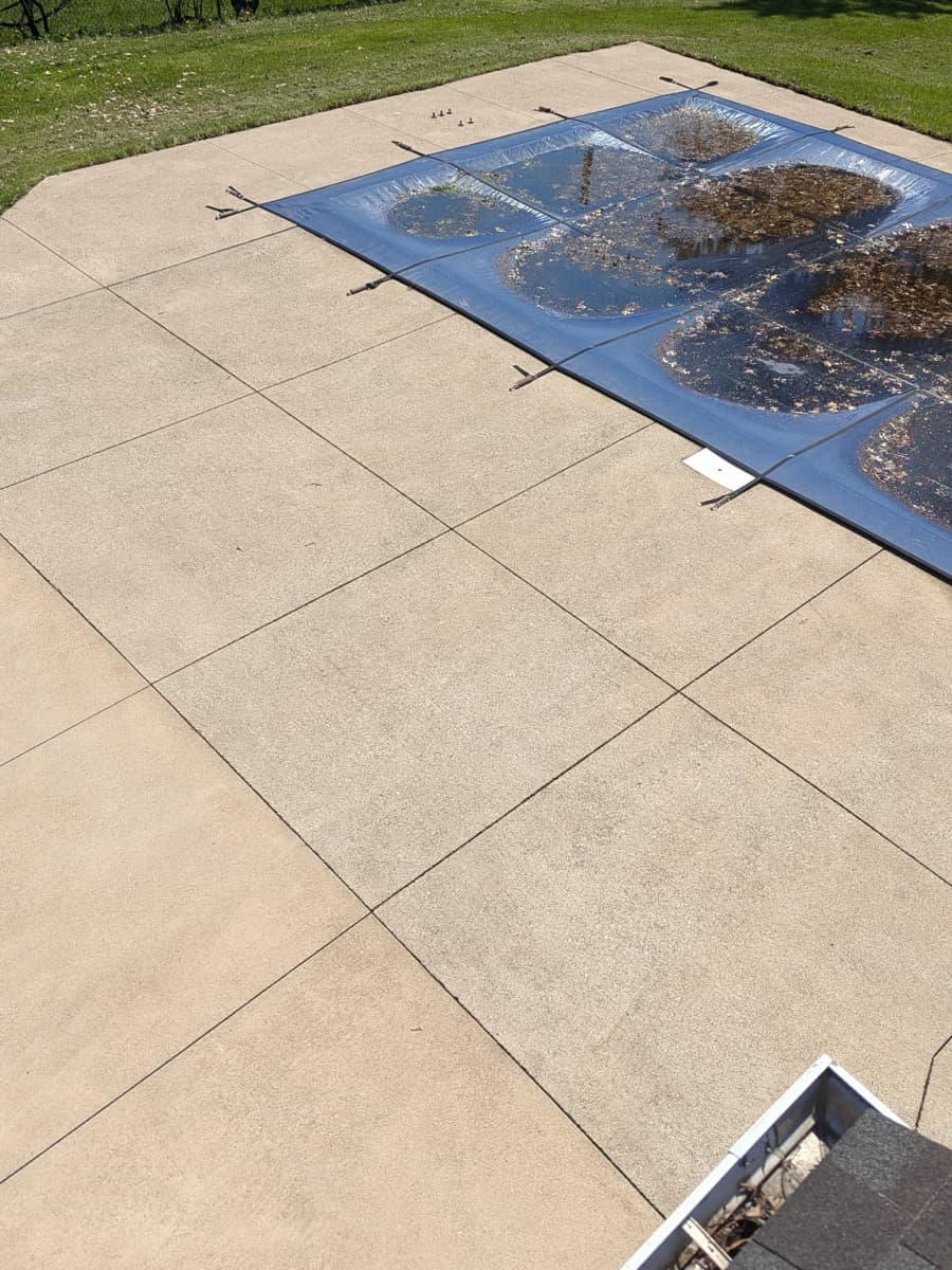 Clean pool patio concrete in Ashland, Ohio — after pressure washing